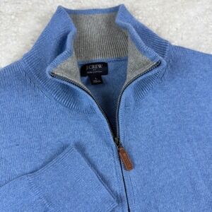 J.Crew Quarter-Zip Sweater Mens Large Blue Cotton Pullover